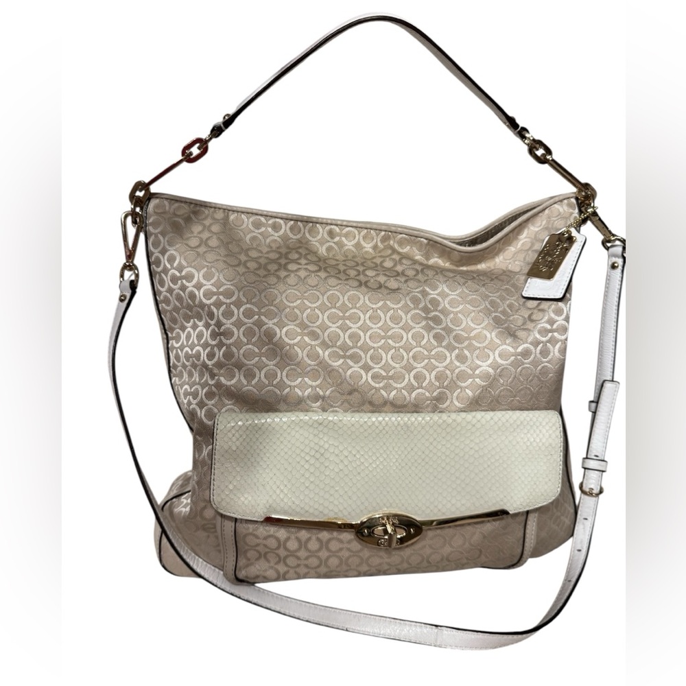 Coach Op Art Fabric and Leather Madison Hobo